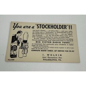 VTG RCA Victor Radio Tube Advertising Card Philadelphia PA